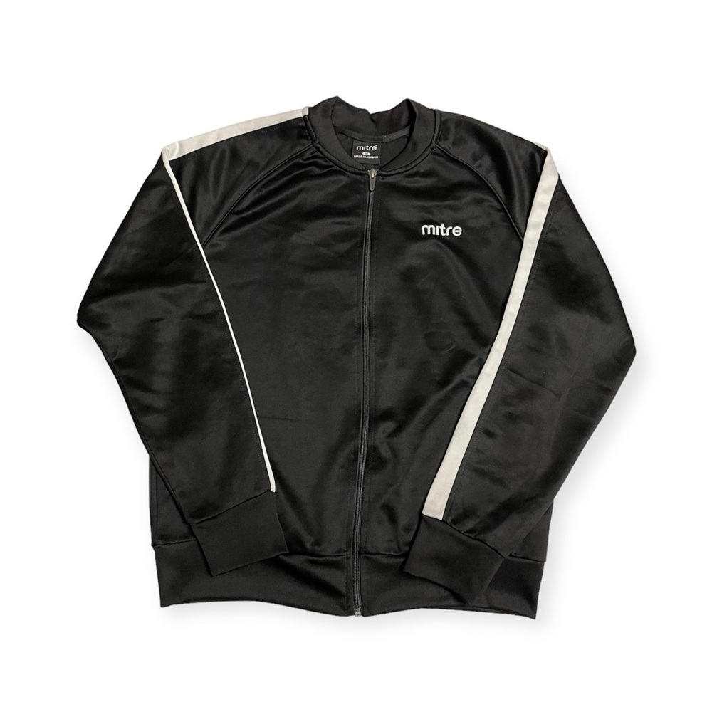 Mitre Men’s Black White Stripe Full Zip Jacket - Sz M